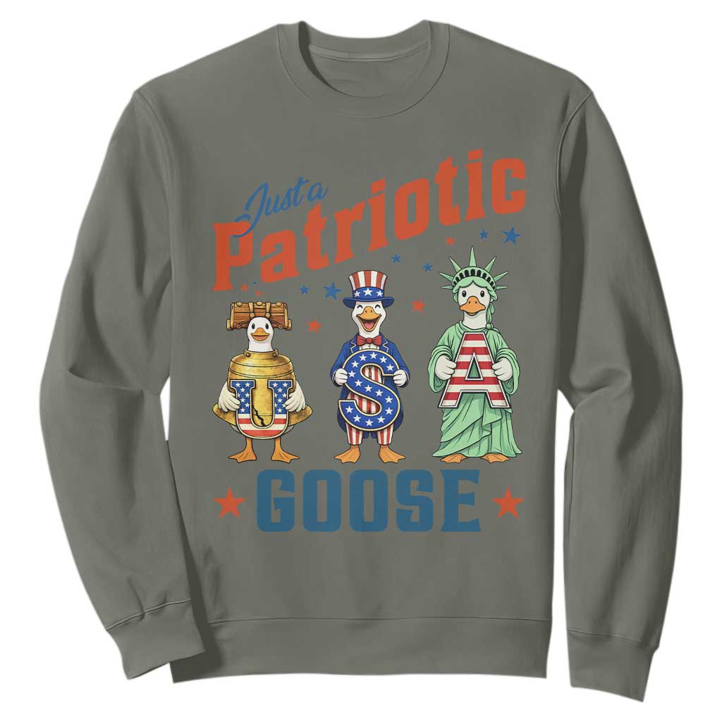 Just A Patriotic Goose Sweatshirt Funny Freedom Goose Patriotic TS12 Military Green Print Your Wear