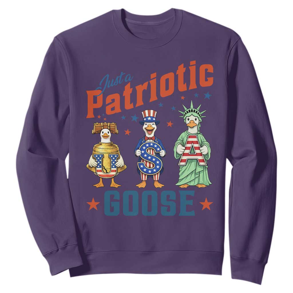 Just A Patriotic Goose Sweatshirt Funny Freedom Goose Patriotic TS12 Purple Print Your Wear