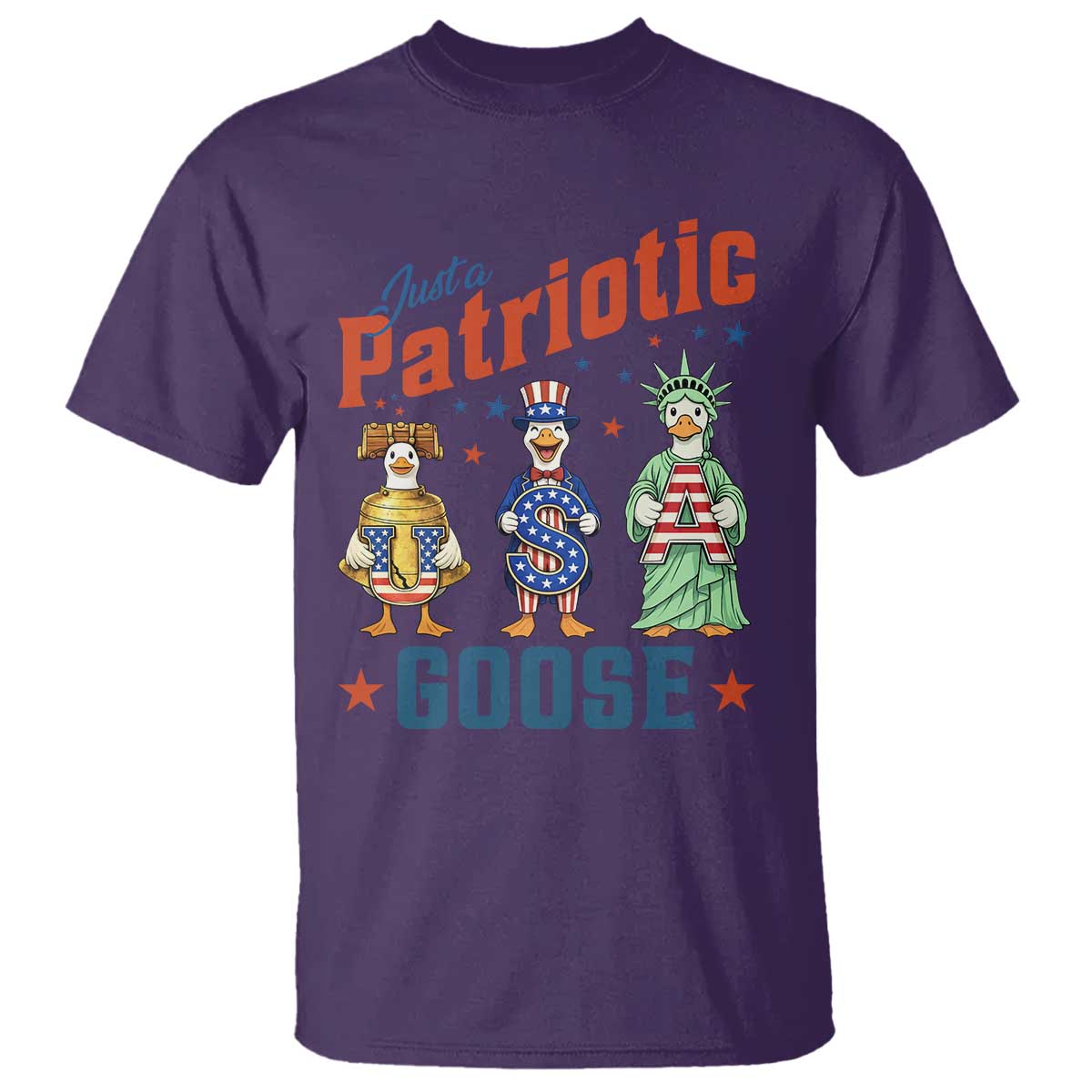 Just A Patriotic Goose T Shirt Funny Freedom Goose Patriotic TS12 Purple Print Your Wear