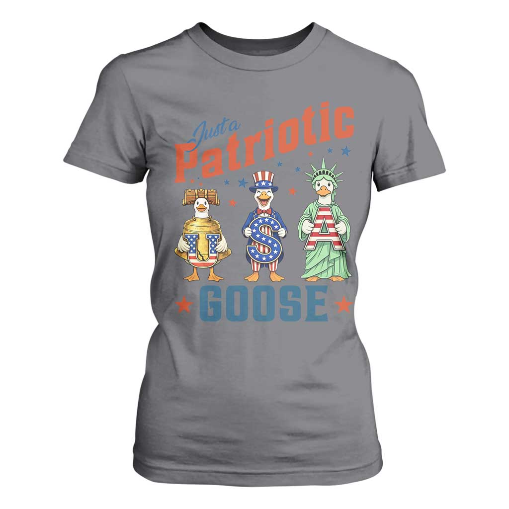 Just A Patriotic Goose T Shirt For Women Funny Freedom Goose Patriotic TS12 Charcoal Print Your Wear