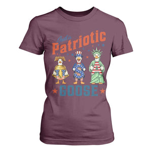 Just A Patriotic Goose T Shirt For Women Funny Freedom Goose Patriotic TS12 Maroon Print Your Wear