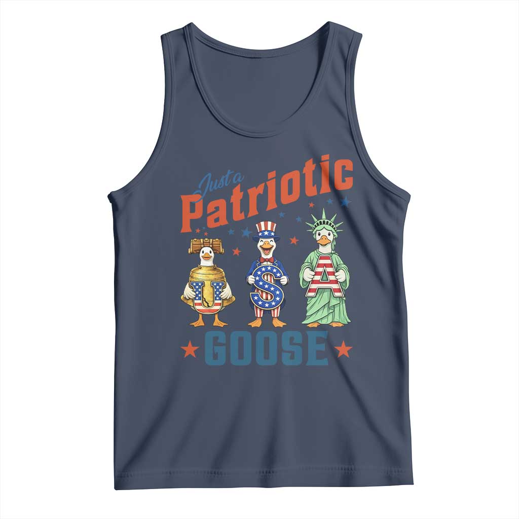 Just A Patriotic Goose Tank Top Funny Freedom Goose Patriotic TS12 Navy Print Your Wear