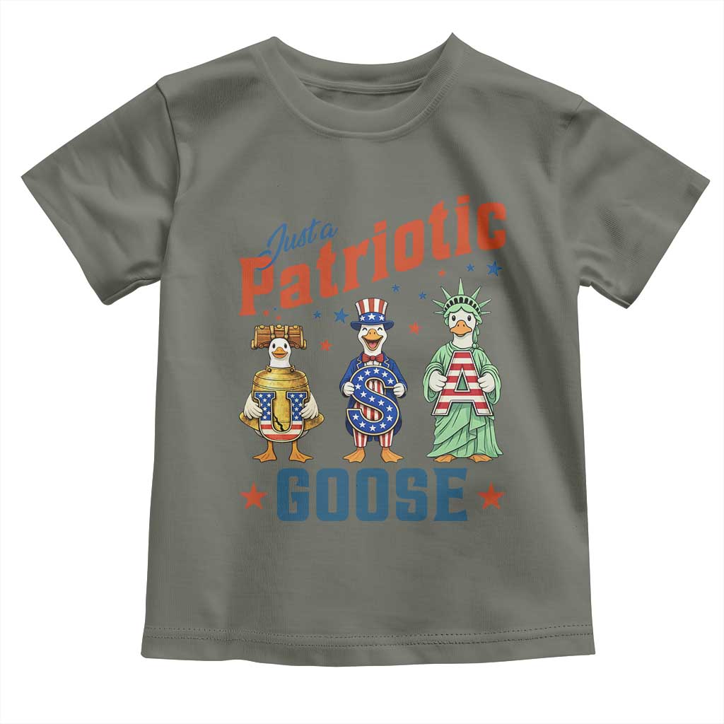 Just A Patriotic Goose Toddler T Shirt Funny Freedom Goose Patriotic TS12 Military Green Print Your Wear