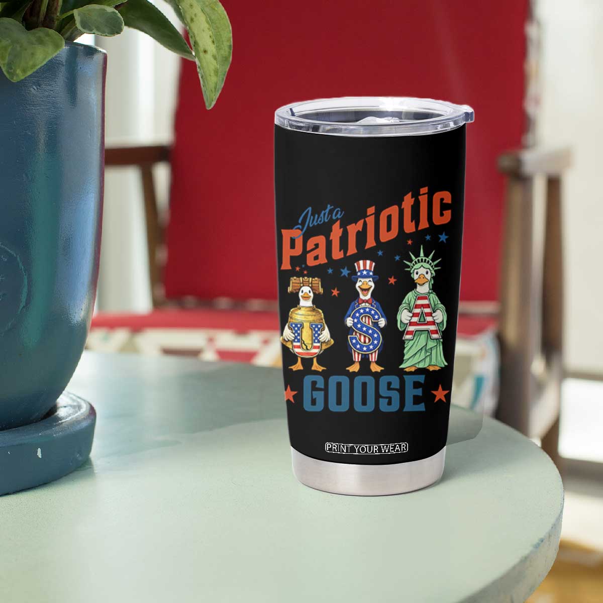 Just A Patriotic Goose Tumbler Cup Funny Freedom Goose Patriotic TS12 Print Your Wear