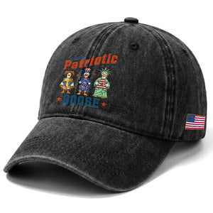 Just A Patriotic Goose Washed Cotton Baseball Cap Funny Freedom Goose Patriotic TS12 Print Your Wear