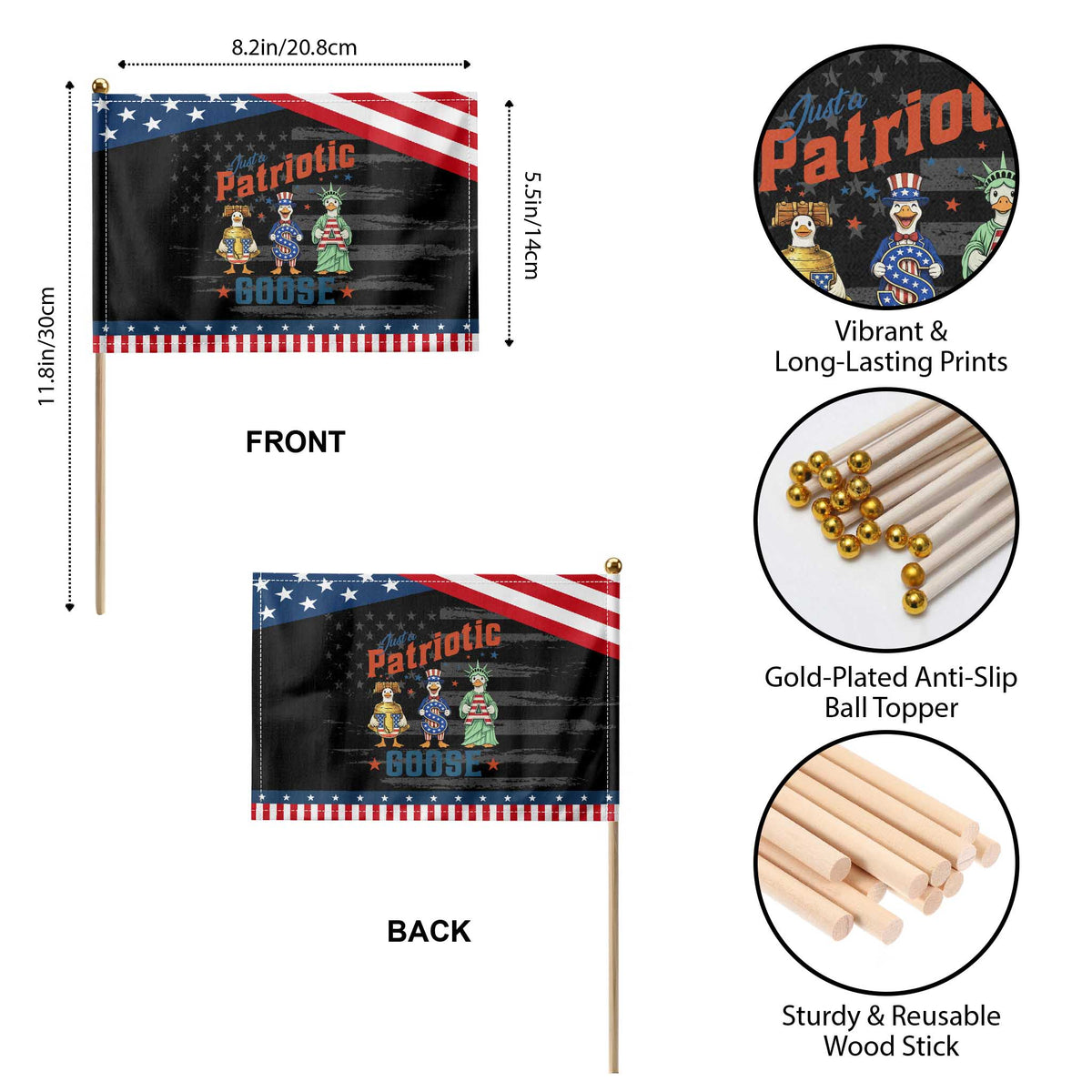 Just A Patriotic Goose Patriotic Handheld Flag Funny Freedom Goose Patriotic TS12 Print Your Wear