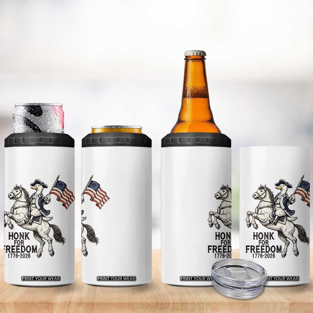 Funny Patriotic Goose Cowboy 4 in 1 Can Cooler Tumbler Honk For Freedom TS12 Print Your Wear