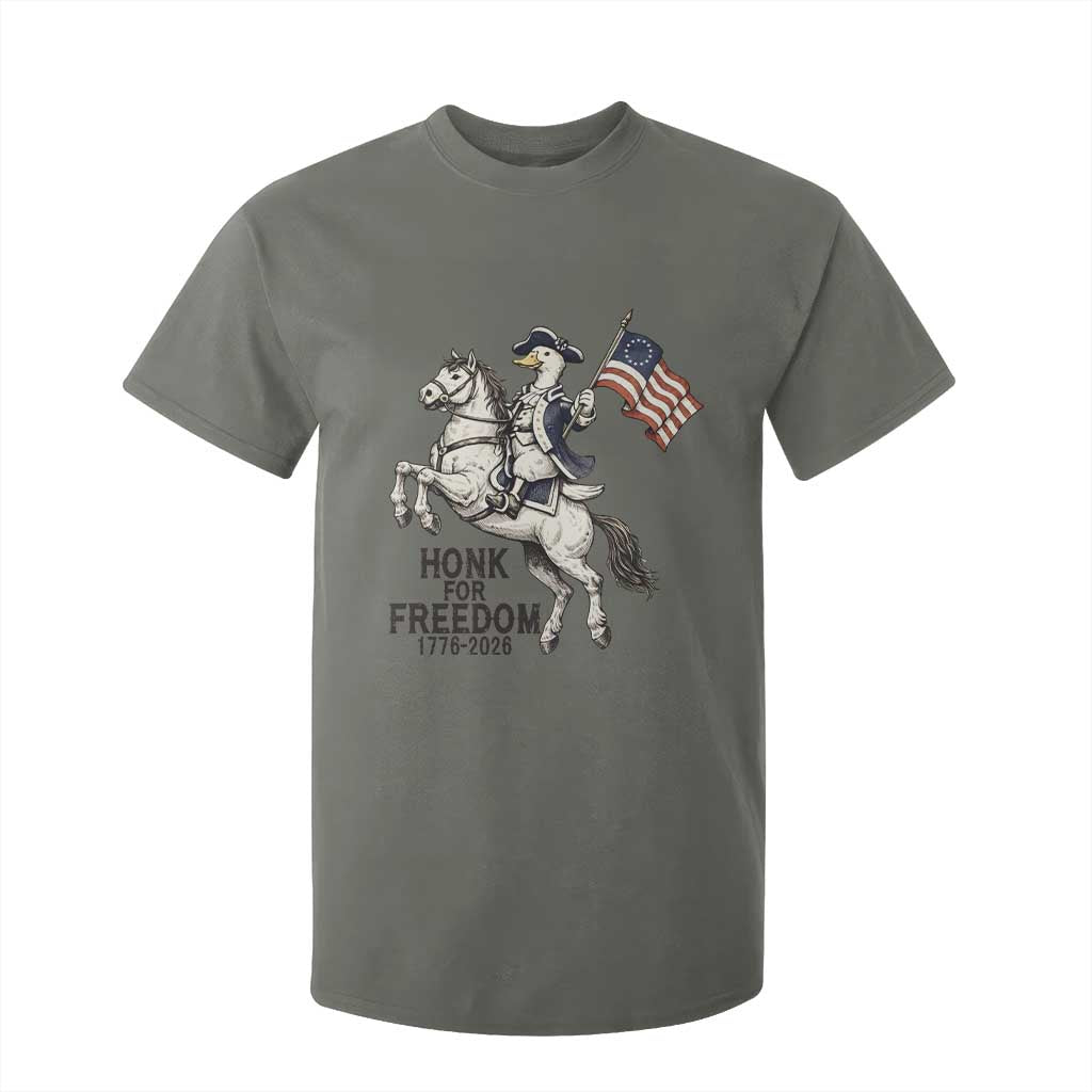 Funny Patriotic Goose Cowboy T Shirt For Kid Honk For Freedom TS12 Military Green Print Your Wear