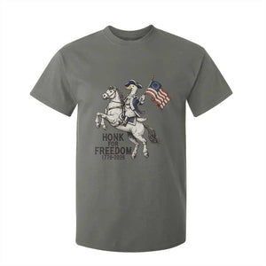 Funny Patriotic Goose Cowboy T Shirt For Kid Honk For Freedom TS12 Military Green Print Your Wear