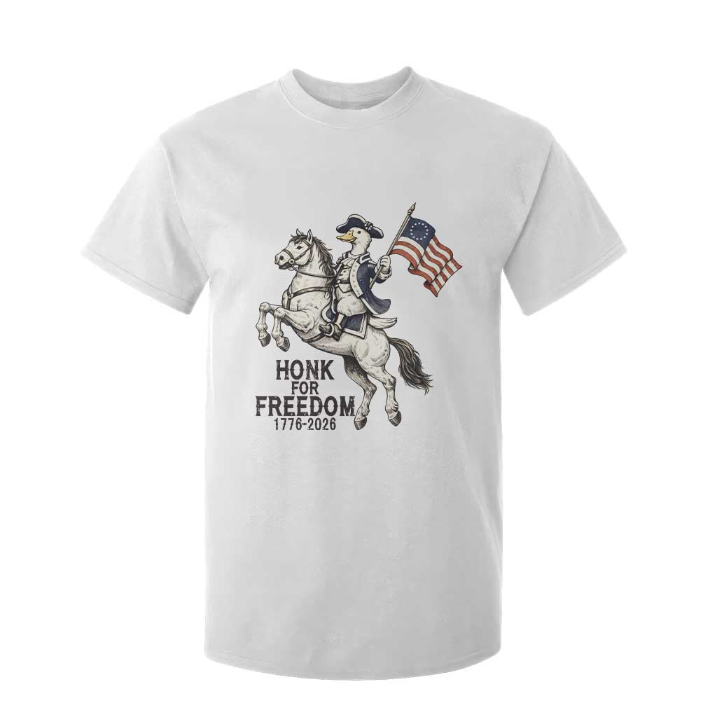 Funny Patriotic Goose Cowboy T Shirt For Kid Honk For Freedom TS12 White Print Your Wear