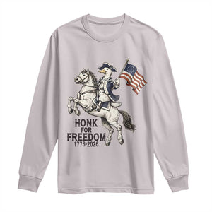 Funny Patriotic Goose Cowboy Long Sleeve Shirt Honk For Freedom TS12 Ice Gray Print Your Wear