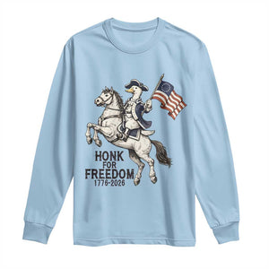 Funny Patriotic Goose Cowboy Long Sleeve Shirt Honk For Freedom TS12 Light Blue Print Your Wear