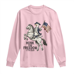 Funny Patriotic Goose Cowboy Long Sleeve Shirt Honk For Freedom TS12 Light Pink Print Your Wear