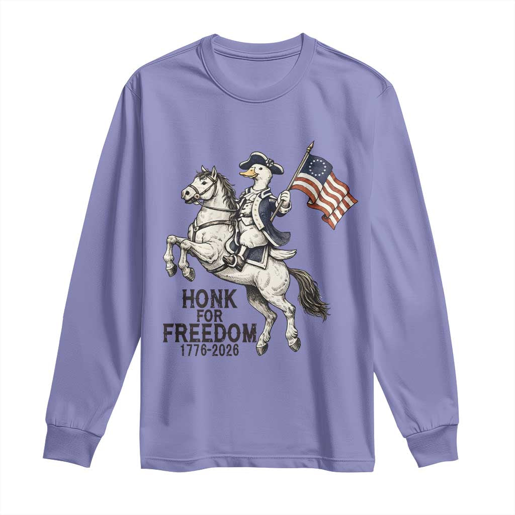 Funny Patriotic Goose Cowboy Long Sleeve Shirt Honk For Freedom TS12 Violet Print Your Wear