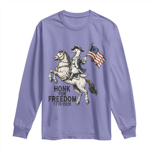 Funny Patriotic Goose Cowboy Long Sleeve Shirt Honk For Freedom TS12 Violet Print Your Wear