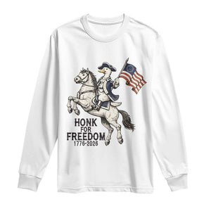 Funny Patriotic Goose Cowboy Long Sleeve Shirt Honk For Freedom TS12 White Print Your Wear