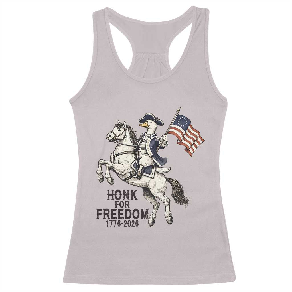 Funny Patriotic Goose Cowboy Racerback Tank Top Honk For Freedom TS12 Ice Gray Print Your Wear