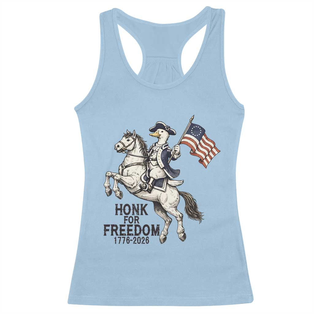 Funny Patriotic Goose Cowboy Racerback Tank Top Honk For Freedom TS12 Light Blue Print Your Wear