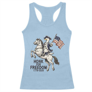 Funny Patriotic Goose Cowboy Racerback Tank Top Honk For Freedom TS12 Light Blue Print Your Wear