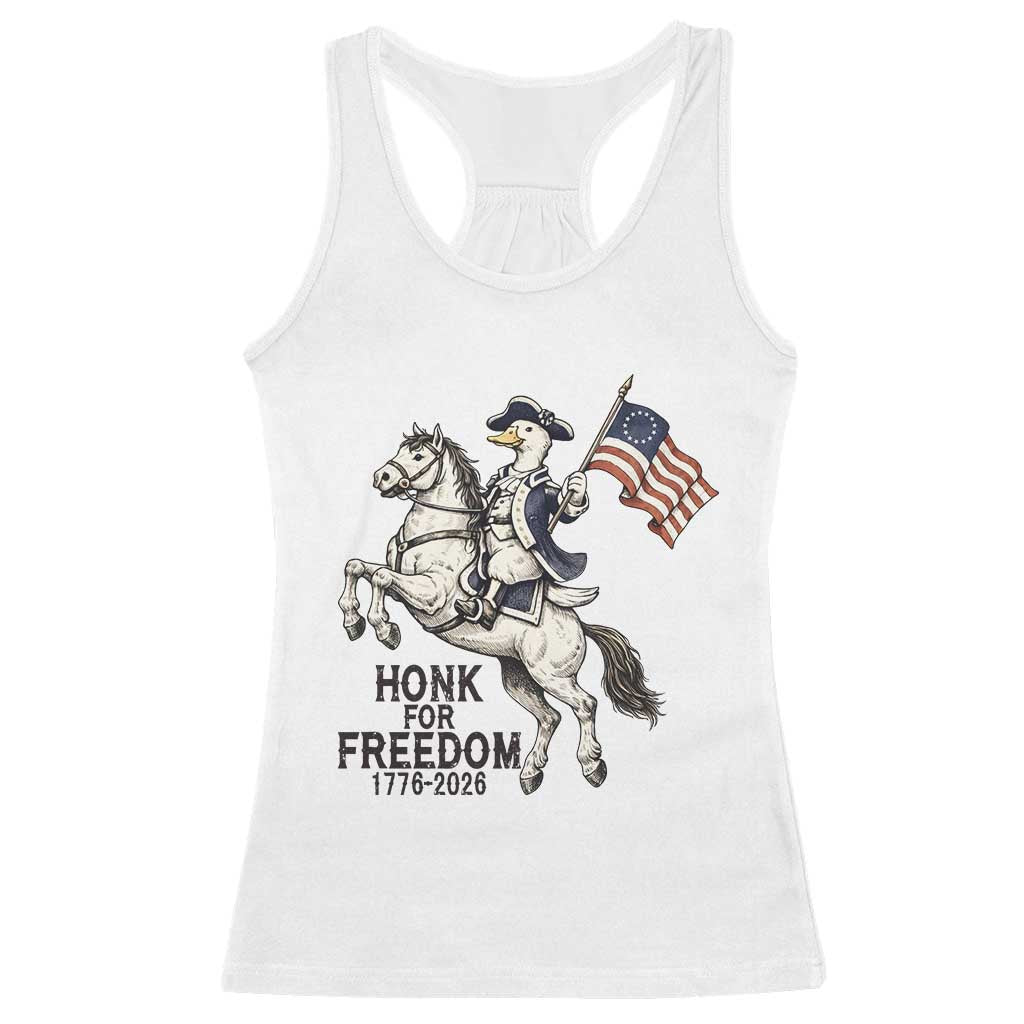 Funny Patriotic Goose Cowboy Racerback Tank Top Honk For Freedom TS12 White Print Your Wear