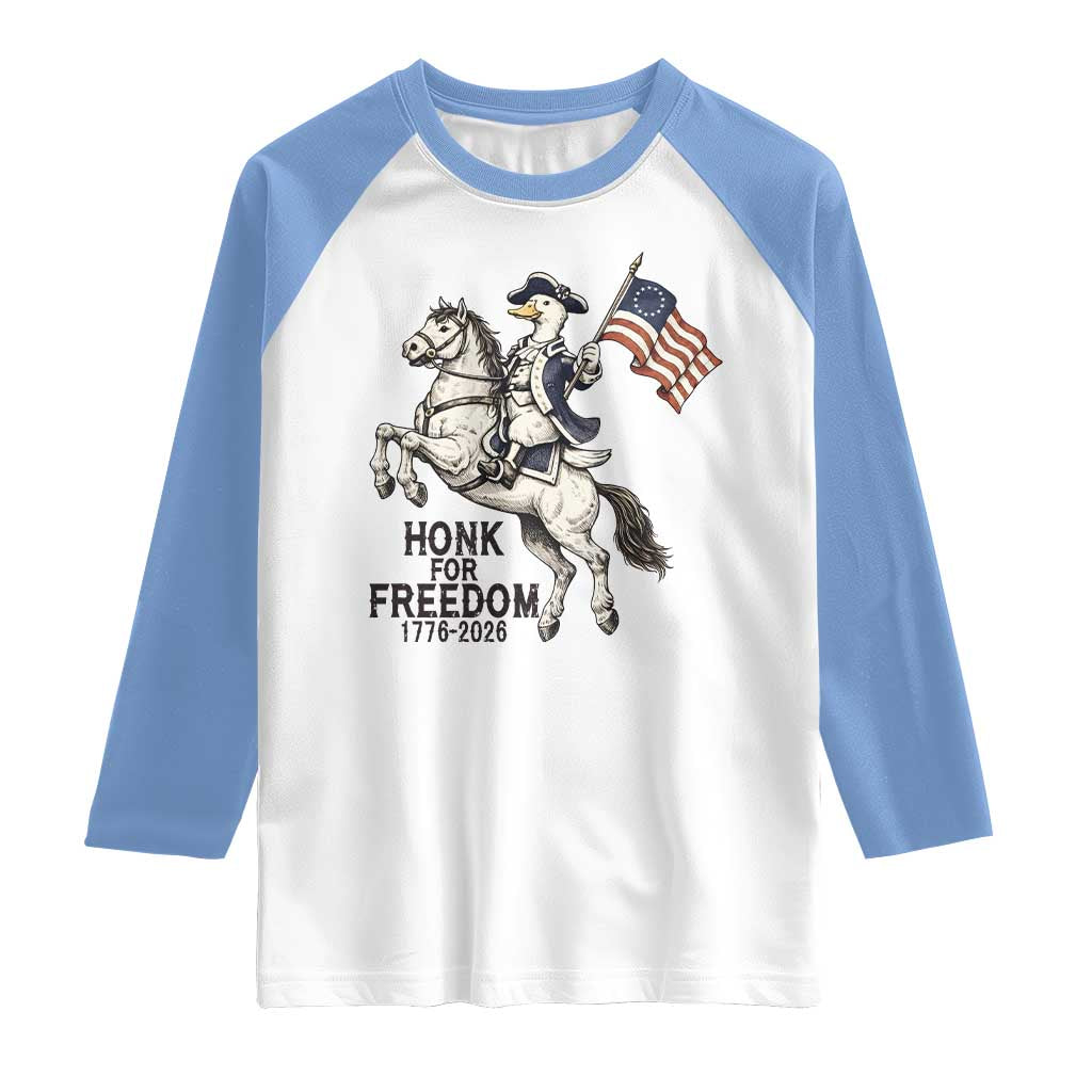Funny Patriotic Goose Cowboy Raglan Shirt Honk For Freedom TS12 White Carolina Blue Print Your Wear