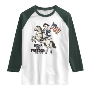 Funny Patriotic Goose Cowboy Raglan Shirt Honk For Freedom TS12 White Dark Forest Green Print Your Wear