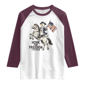 Funny Patriotic Goose Cowboy Raglan Shirt Honk For Freedom TS12 White Maroon Print Your Wear