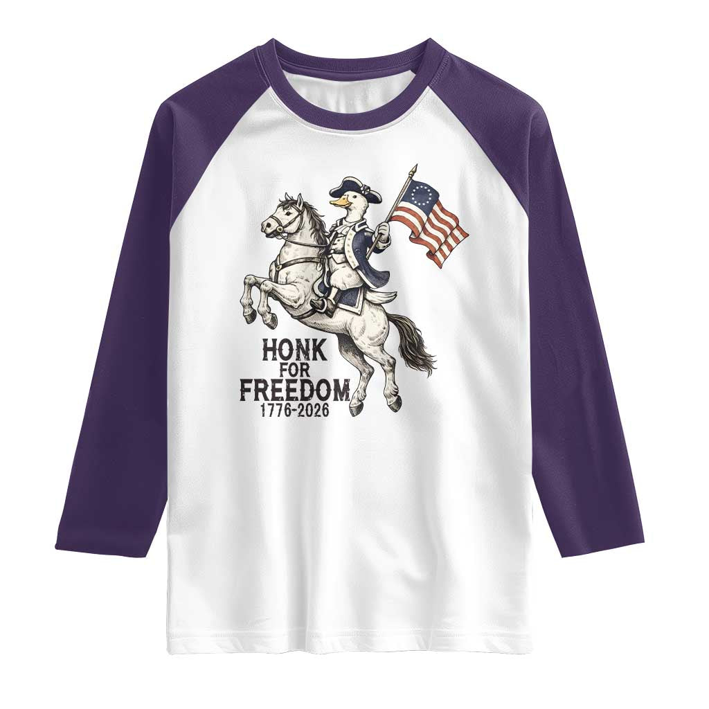 Funny Patriotic Goose Cowboy Raglan Shirt Honk For Freedom TS12 White Purple Print Your Wear