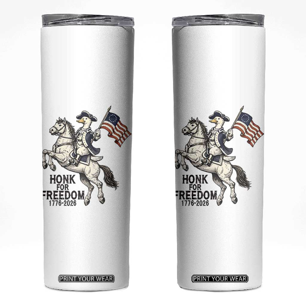 Funny Patriotic Goose Cowboy Skinny Tumbler Honk For Freedom TS12 White Print Your Wear