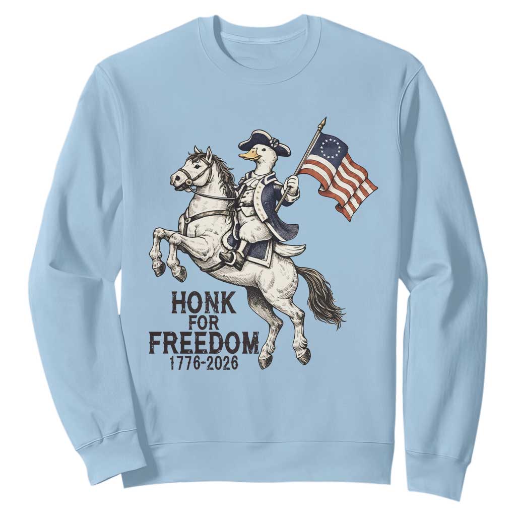 Funny Patriotic Goose Cowboy Sweatshirt Honk For Freedom TS12 Light Blue Print Your Wear