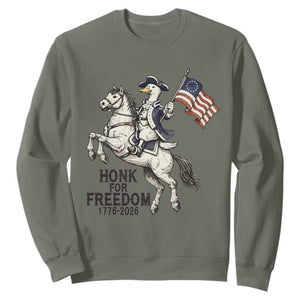 Funny Patriotic Goose Cowboy Sweatshirt Honk For Freedom TS12 Military Green Print Your Wear