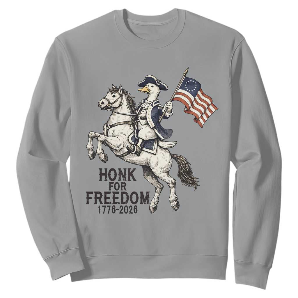 Funny Patriotic Goose Cowboy Sweatshirt Honk For Freedom TS12 Sport Gray Print Your Wear