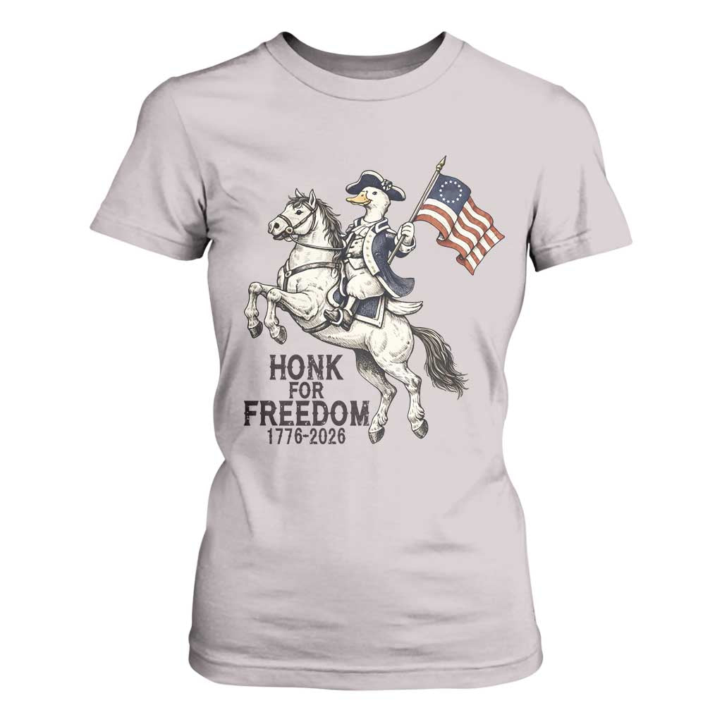 Funny Patriotic Goose Cowboy T Shirt For Women Honk For Freedom TS12 Ice Gray Print Your Wear