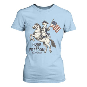 Funny Patriotic Goose Cowboy T Shirt For Women Honk For Freedom TS12 Light Blue Print Your Wear