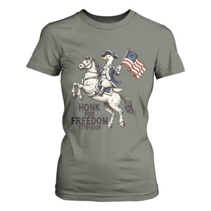 Funny Patriotic Goose Cowboy T Shirt For Women Honk For Freedom TS12 Military Green Print Your Wear