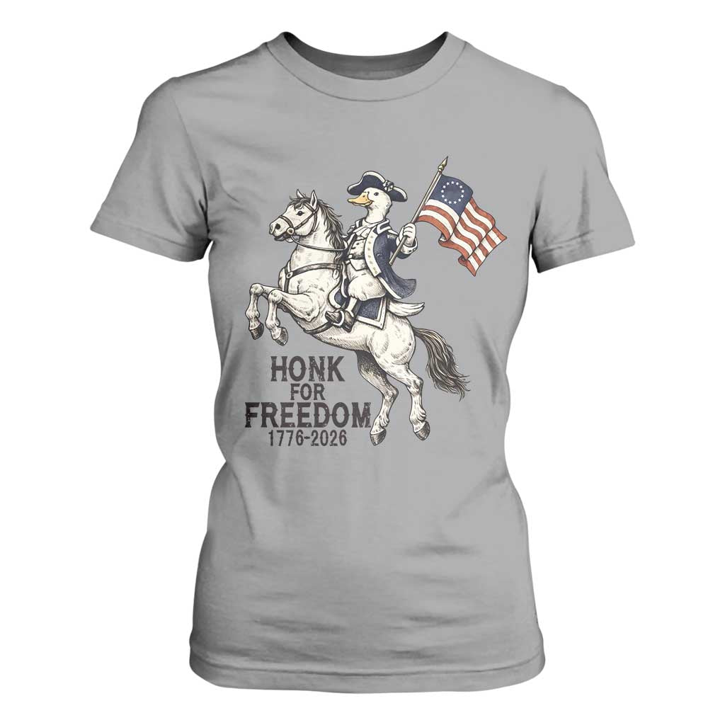 Funny Patriotic Goose Cowboy T Shirt For Women Honk For Freedom TS12 Sport Gray Print Your Wear