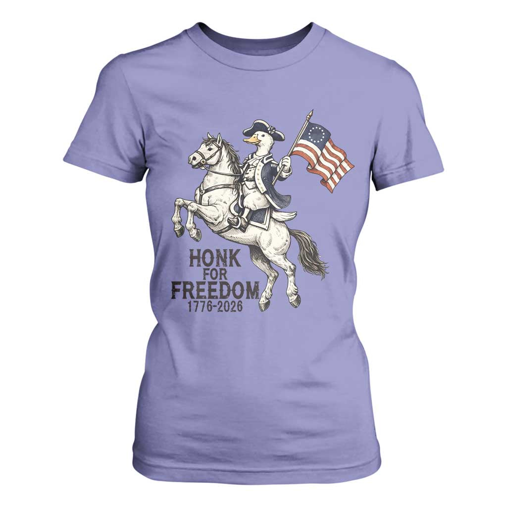 Funny Patriotic Goose Cowboy T Shirt For Women Honk For Freedom TS12 Violet Print Your Wear