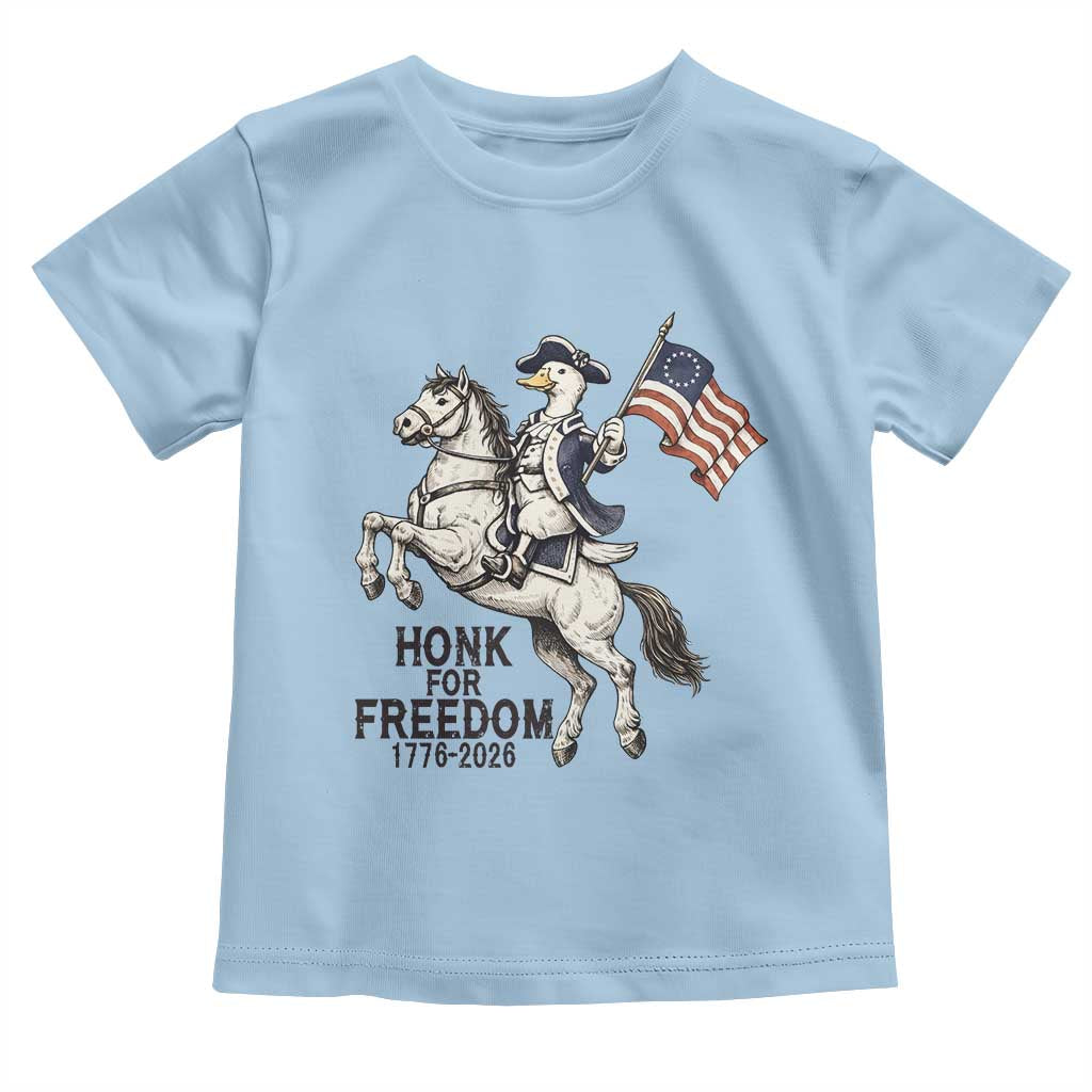 Funny Patriotic Goose Cowboy Toddler T Shirt Honk For Freedom TS12 Light Blue Print Your Wear