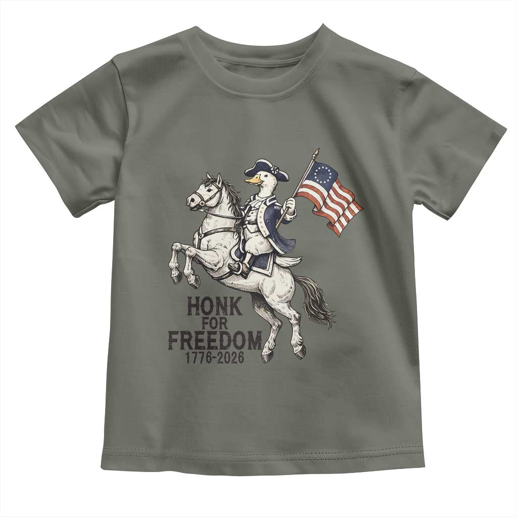 Funny Patriotic Goose Cowboy Toddler T Shirt Honk For Freedom TS12 Military Green Print Your Wear