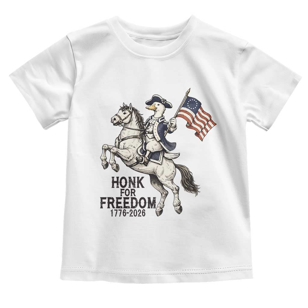 Funny Patriotic Goose Cowboy Toddler T Shirt Honk For Freedom TS12 White Print Your Wear