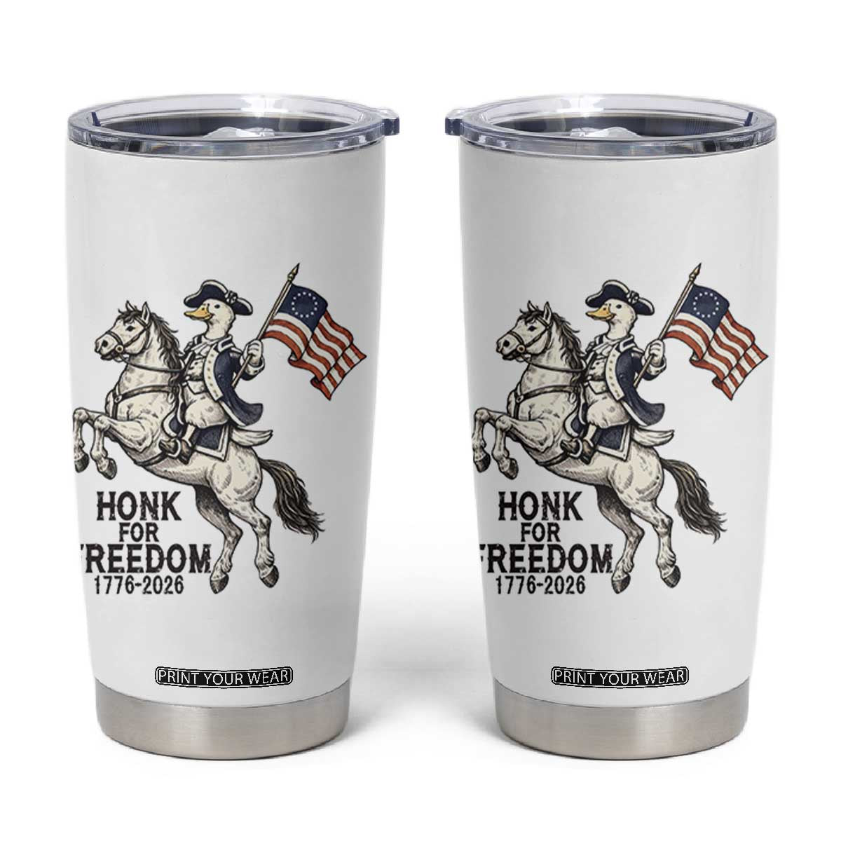 Funny Patriotic Goose Cowboy Tumbler Cup Honk For Freedom TS12 White Print Your Wear
