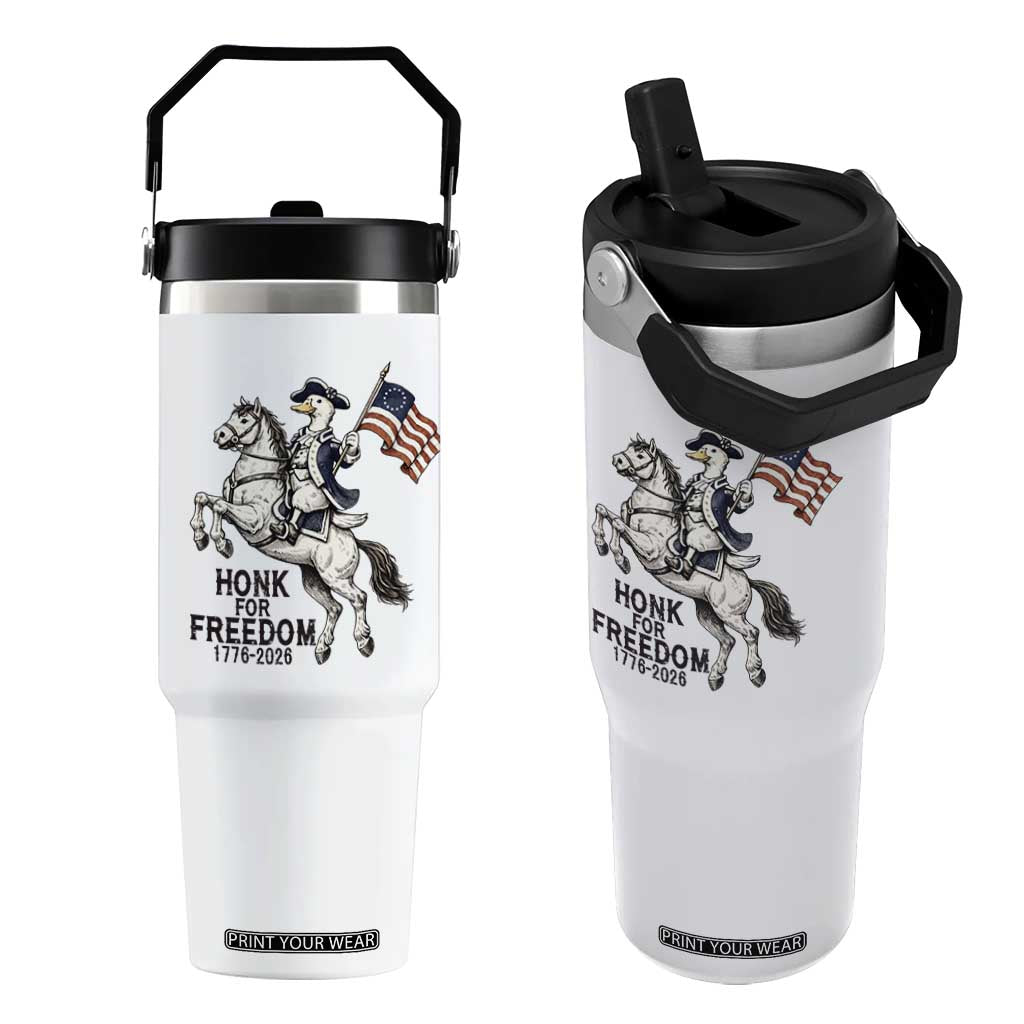 Funny Patriotic Goose Cowboy Flip Straw Tumbler Honk For Freedom TS12 One Size: 30 oz White Print Your Wear