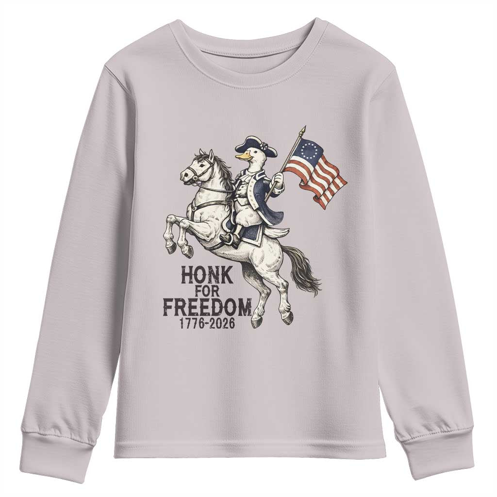 Funny Patriotic Goose Cowboy Youth Sweatshirt Honk For Freedom TS12 Ice Gray Print Your Wear
