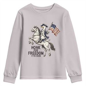 Funny Patriotic Goose Cowboy Youth Sweatshirt Honk For Freedom TS12 Ice Gray Print Your Wear