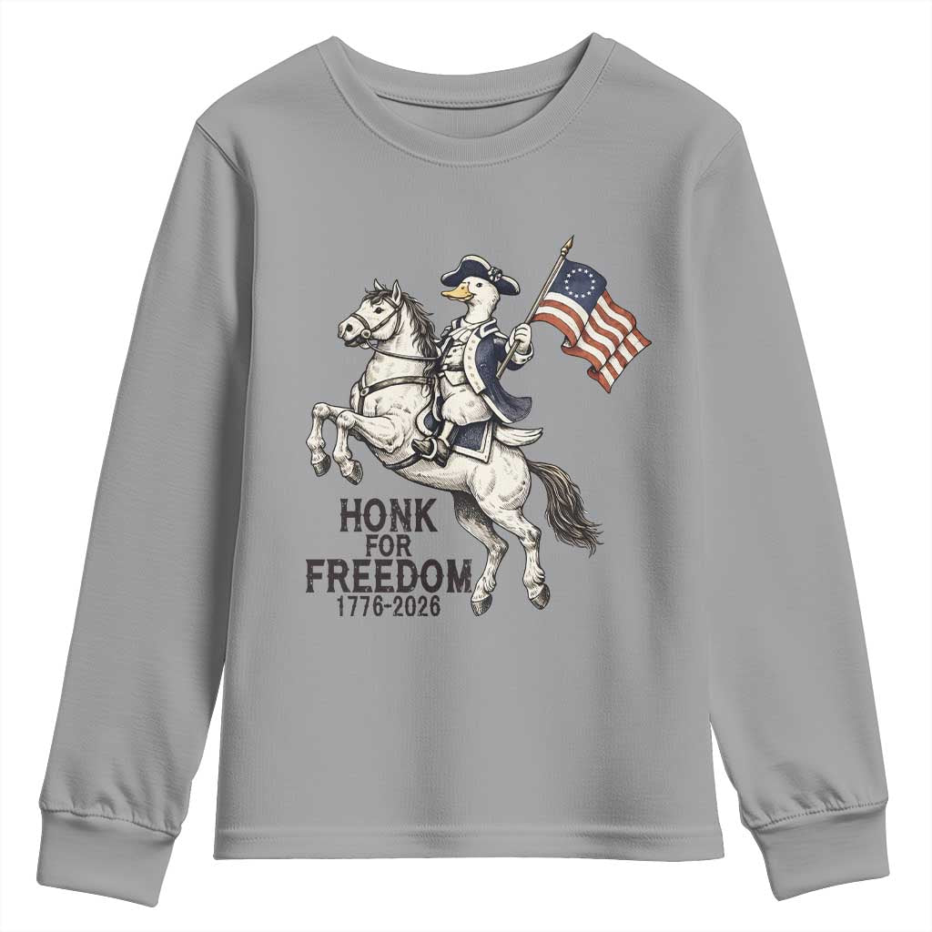 Funny Patriotic Goose Cowboy Youth Sweatshirt Honk For Freedom TS12 Sport Gray Print Your Wear
