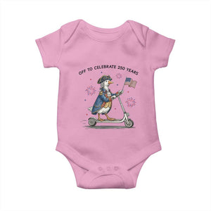 Funny Patriotic Goose Baby Onesie Off To Celebrate 250 Years TS12 Light Pink Print Your Wear