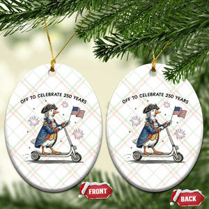 Funny Patriotic Goose Ceramic Ornament Off To Celebrate 250 Years TS12 Print Your Wear