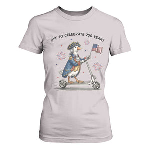 Funny Patriotic Goose T Shirt For Women Off To Celebrate 250 Years TS12 Ice Gray Print Your Wear