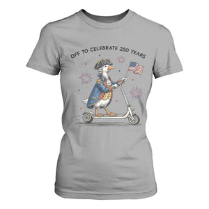 Funny Patriotic Goose T Shirt For Women Off To Celebrate 250 Years TS12 Sport Gray Print Your Wear