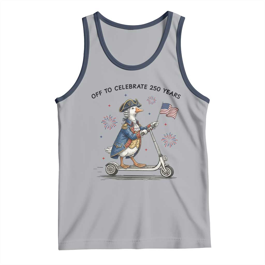 Funny Patriotic Goose Tank Top Off To Celebrate 250 Years TS12 Athletic Heather Navy Print Your Wear